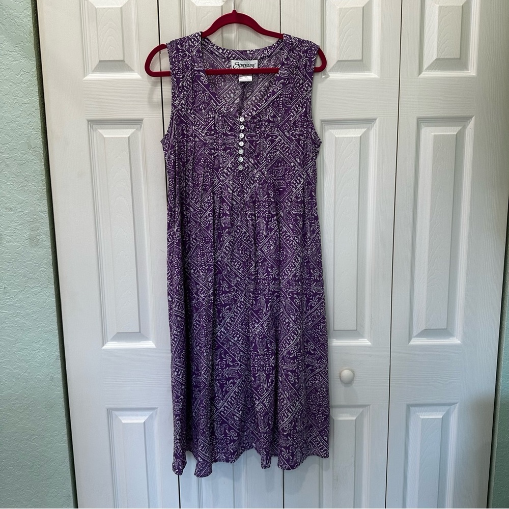 Expressions Purple Patterned Midi Dress